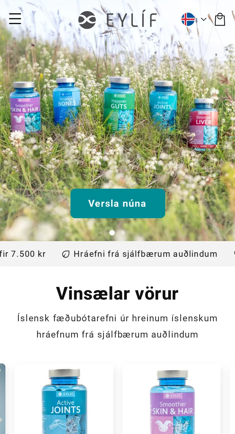 Shopify-vefverslun Eylíf í síma
