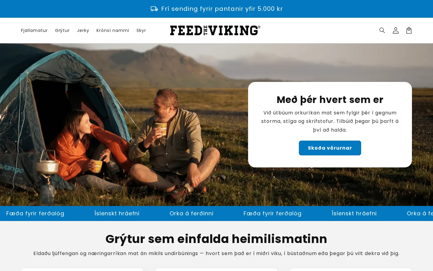 Forsíða Shopify-vefverslunar Feed the Viking